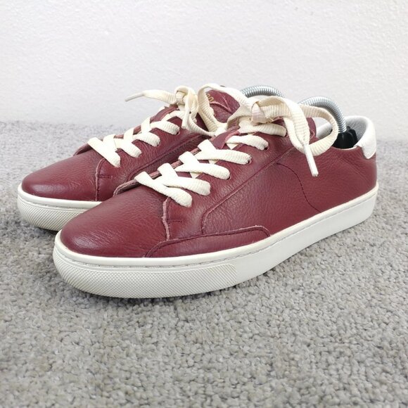 Soludos Ibiza Sneakers Womens Size 8 Shoes Low Top Red Burgundy Leather - Picture 4 of 11